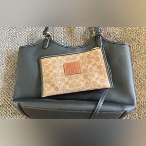 Coach Black Leather Tote and pouch bag